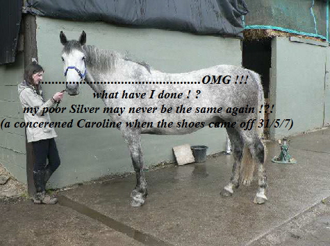 ..............................................OMG !!! 
what have I done ! ?
 my poor Silver may never be the same again !?!
(a concerened Caroline when the shoes came off 31/5/7)
